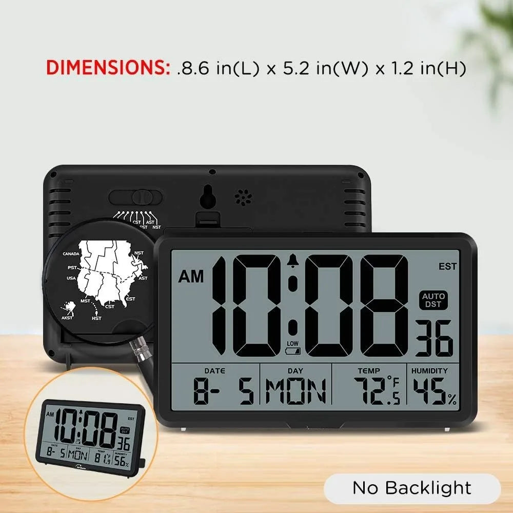 Automatic Digital Wall Clock – Battery Operated Table & Wall Clock with Temperature, Humidity & Date Display