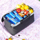 PO Duo 30L Foldable Insulated Picnic Basket – Portable Cooler Bag for Camping, Beach, Travel & Family