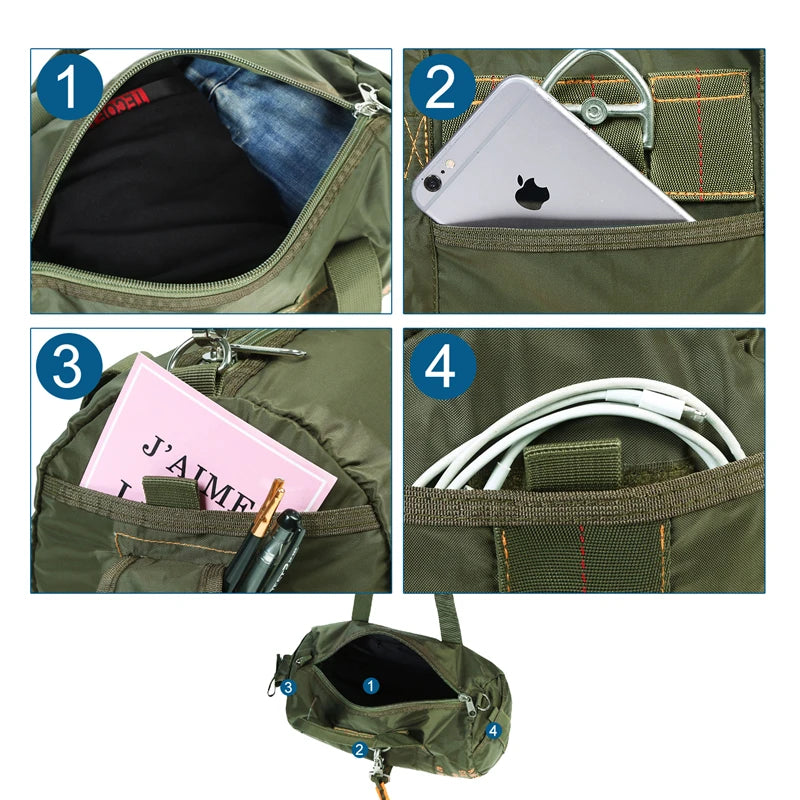 LQARMY Tactical Parachute Duffle Bag – 1000D Nylon Outdoor Travel & Camping Crossbody Pack