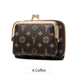 Women’s Retro Accordion Wallet – Fashion Print Short Coin Purse with Money Clip & Wristband
