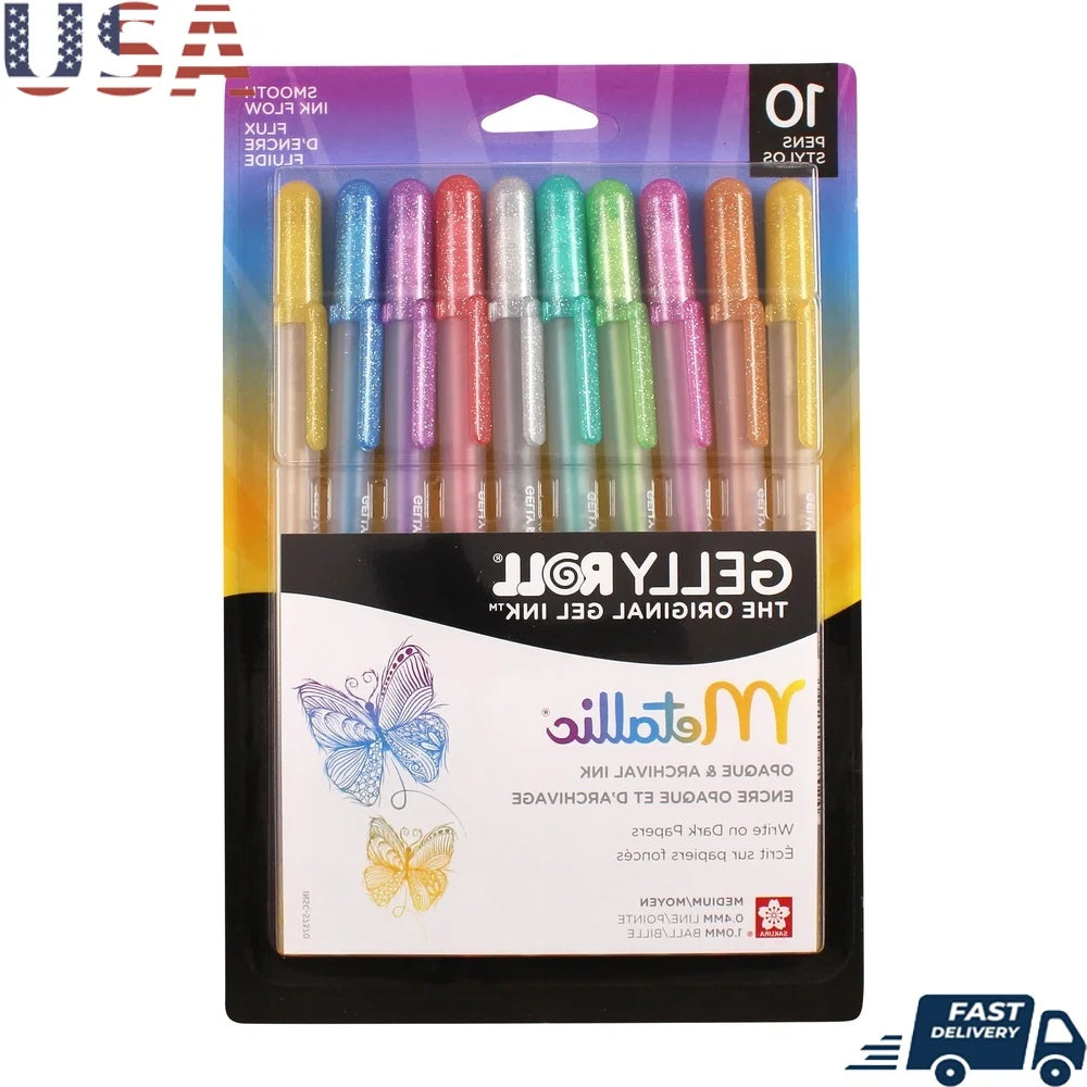 0 Colors Gelly Roll Pen Set – Dark Metallic Gel Pens, Waterproof, Bleedproof & Fade-Resistant Medium Point for Doodling, Coloring & Crafts