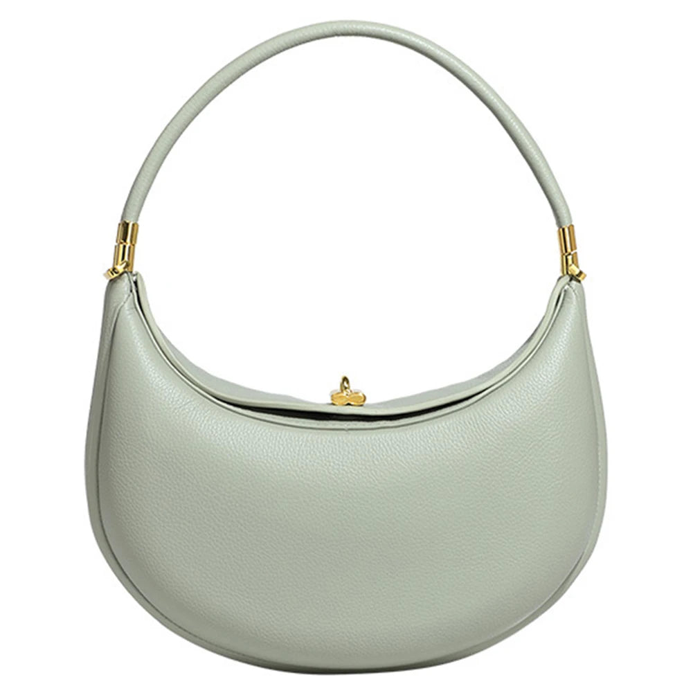 Women’s Trendy PU Leather Shoulder Bag – Half-Moon Underarm Clutch with Hasp Closure, Casual Designer Purse