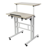 60 cm Adjustable Computer Standing Desk with Casters – Portable Sit-Stand Laptop Workstation