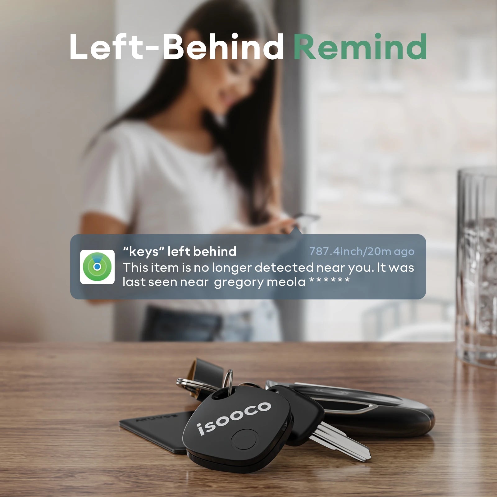 4–8 Pack ISOOCO Smart Item Finder – Bluetooth GPS Locator Tags Compatible with iOS Find My for Keys, Cars & Luggage
