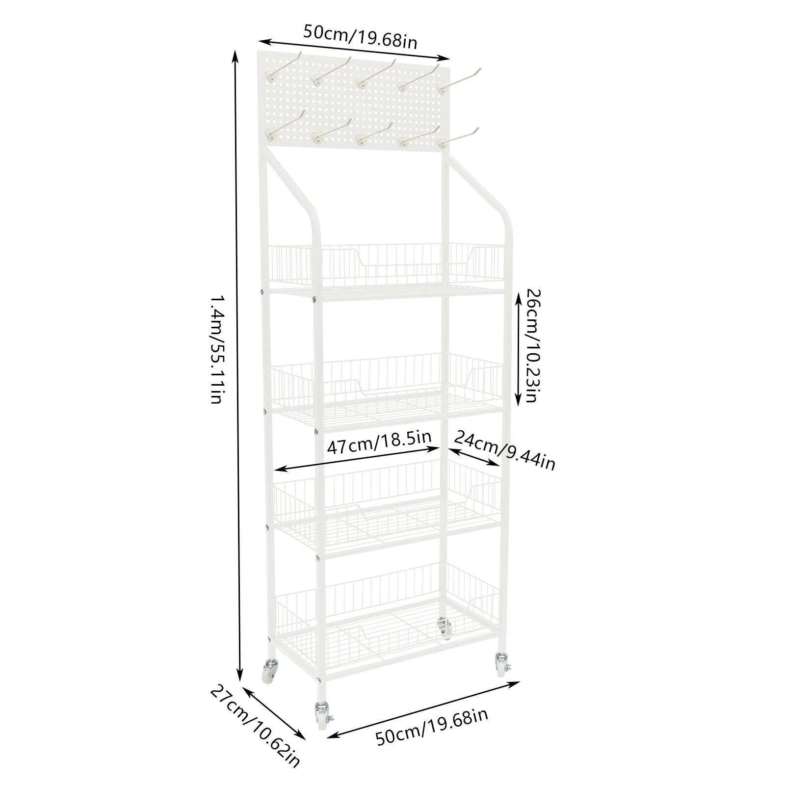 4-Tier Display Snack Rack – Wire Metal Retail Store Accessory Display with Hooks