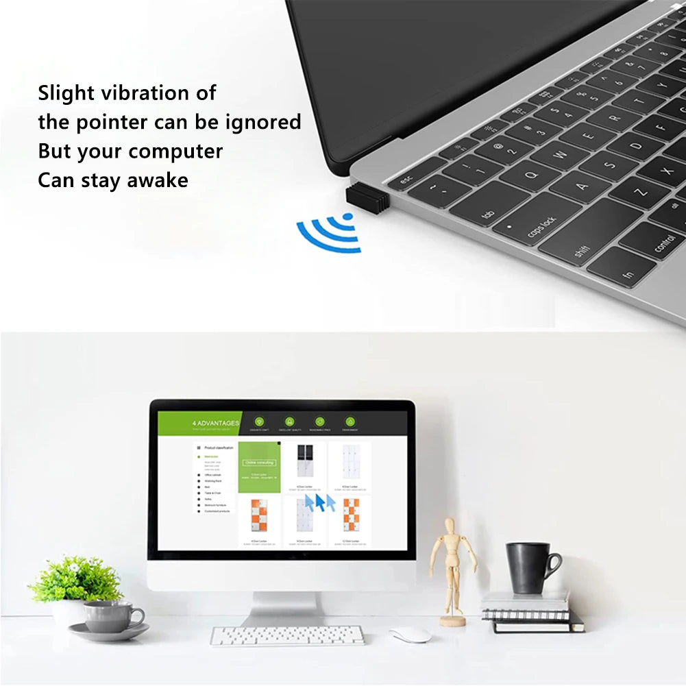 USB Mini Mouse Mover / Jiggler – Plug & Play Computer Activity Simulator with On/Off Button