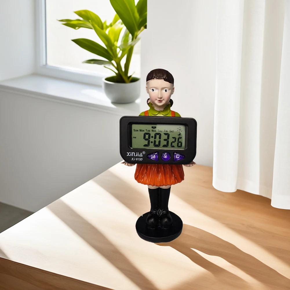 Resin Figure Doll Digital Clock – Cute Desk Clock Ornament for Korean TV Series Fans & Collectible Home Décor