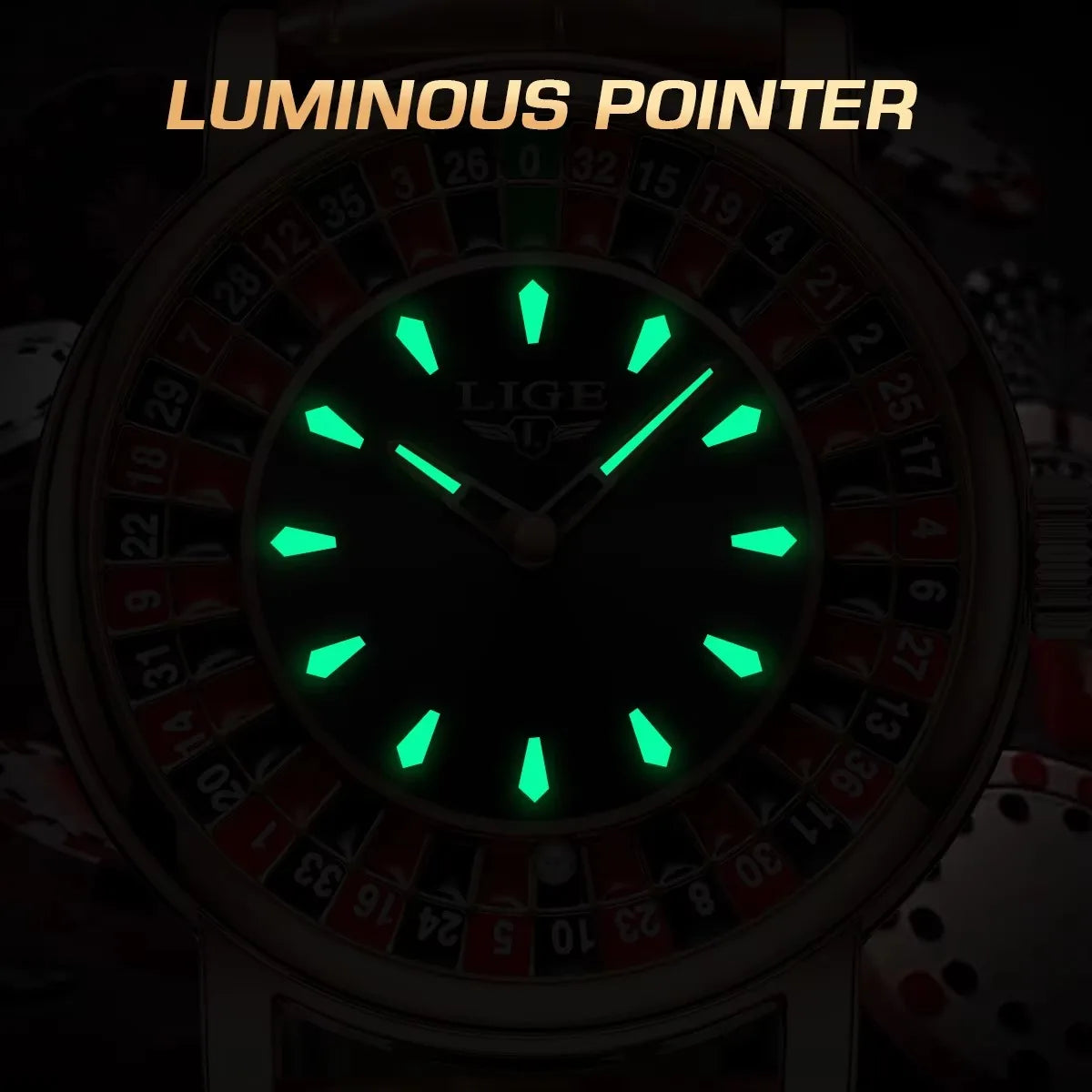 LIGE Russian Roulette Dial Men’s Watch – Creative Rotating Wheel, Luminous Hands, Leather Strap, Business Wristwatch