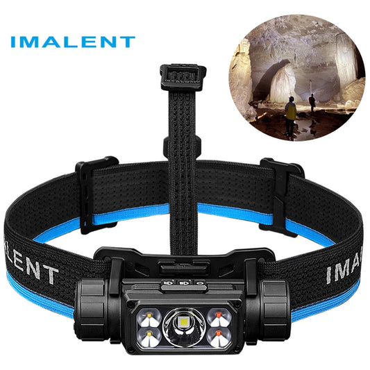 IMALENT HT70 LED Headlamp – 3500 Lumens, 349m Beam Distance, Rechargeable 5000mAh Battery, White & Red Triple Light Source