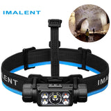IMALENT HT70 LED Headlamp – 3500 Lumens, 349m Beam Distance, Rechargeable 5000mAh Battery, White & Red Triple Light Source