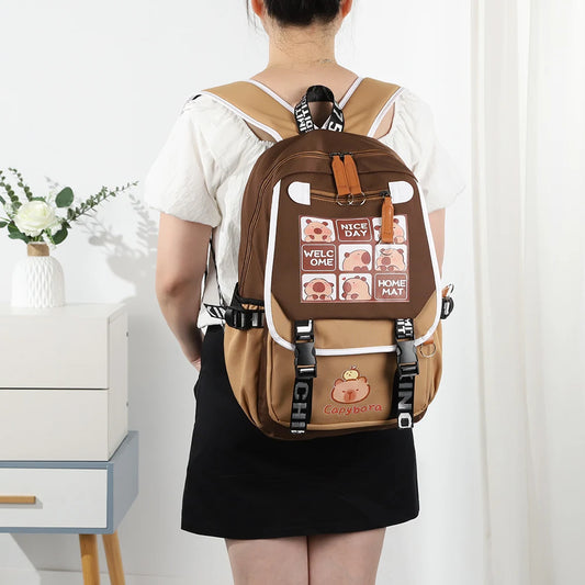 Capybara Laptop Backpack – Fun School Rucksack with 1 Main Compartment