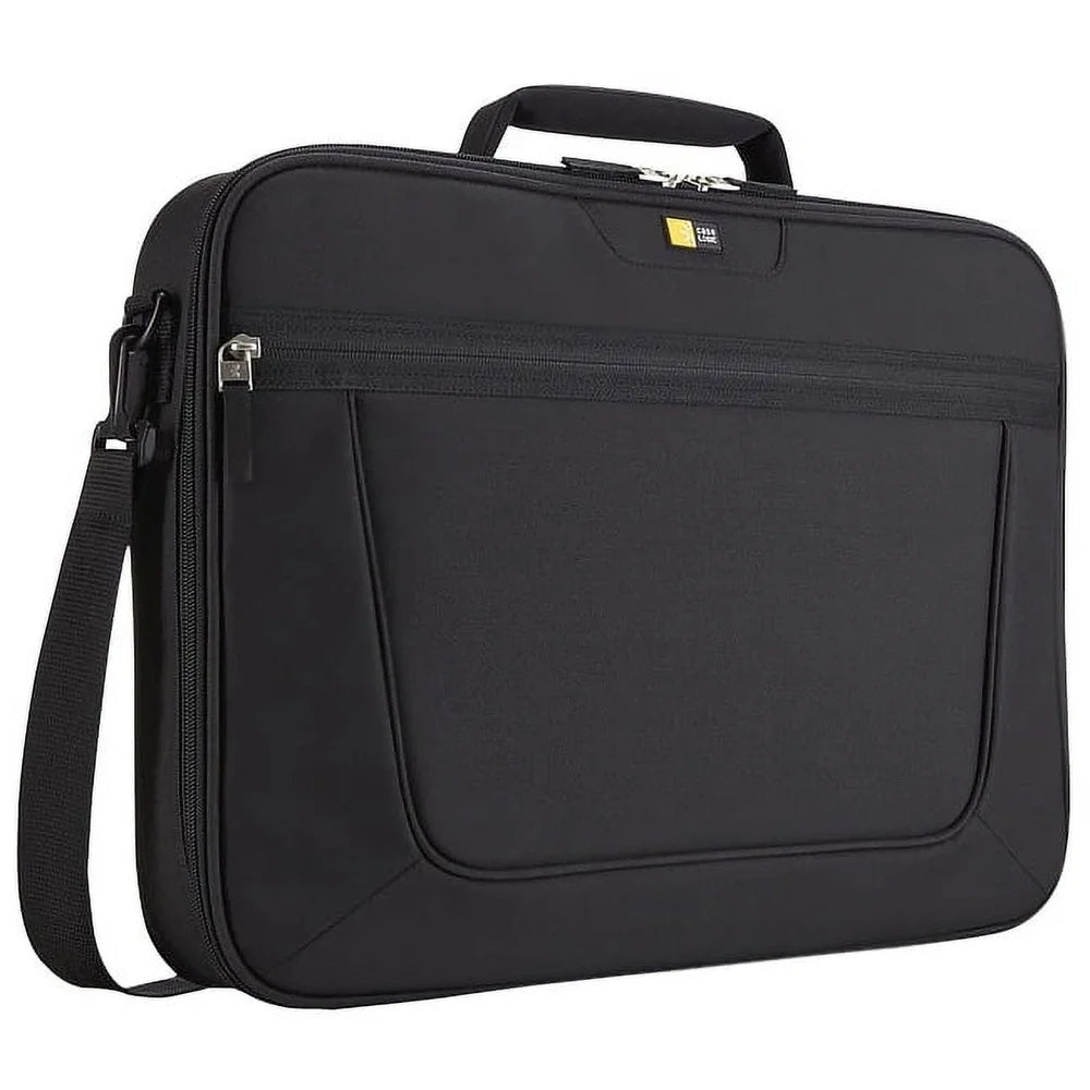 17.3-Inch Laptop Clamshell Briefcase – Padded Business Travel Bag with Neoprene Handles, Adjustable Strap & Document Pocket (Black Polyester)
