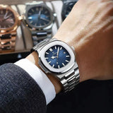 Poedagar Luxury Casual Men’s Watch – Square Dial, Stainless Steel, Luminous, Waterproof with Calendar & Gift Box