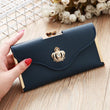 Women’s Crown Style Long Wallet – Elegant PU Leather Hasp & Zipper Clutch with Coin Pocket, Card Holder & Portable Design