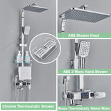 Digital Display Thermostatic Shower Mixer – Matte Black 4-Way Rainfall System with Shelf & Bidet Tap