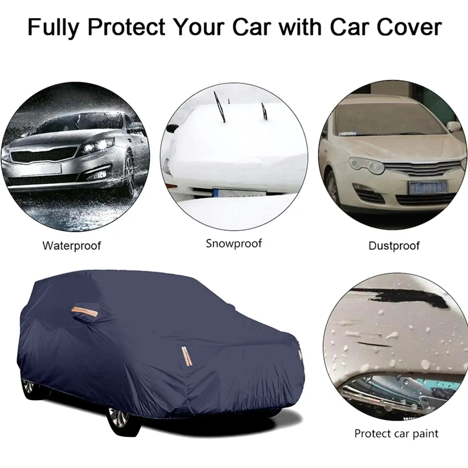 Universal Full Sedan Car Cover – Reflective, Waterproof, UV & Scratch-Resistant Protection