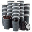 16 oz Disposable Paper Coffee Cups With Lids & Straws – 90-Set To-Go Hot Drink Bundle