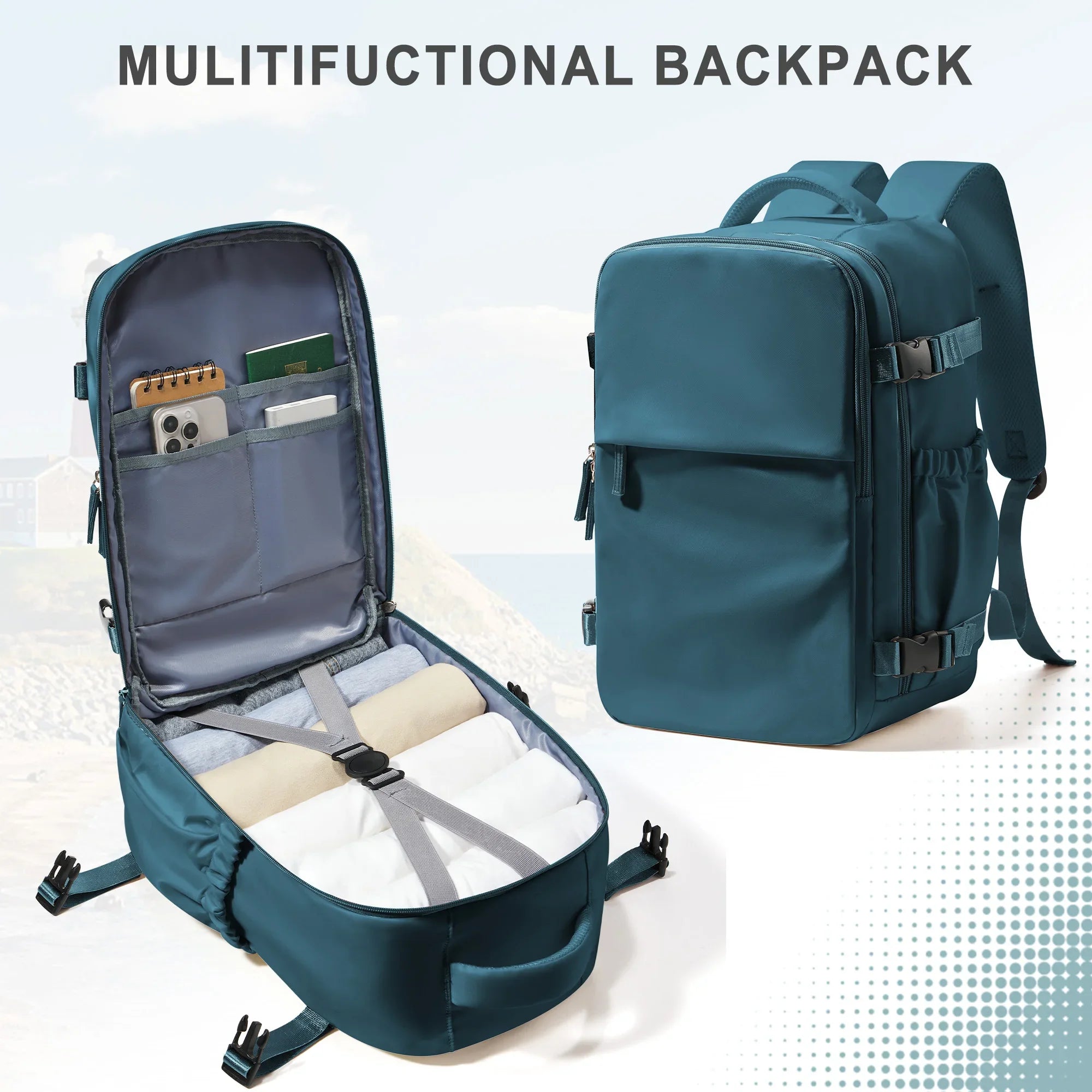Cabin Travel Backpack – 40×30×20 cm Carry-On, Fits 15.6″ Laptop, Airline-Compliant