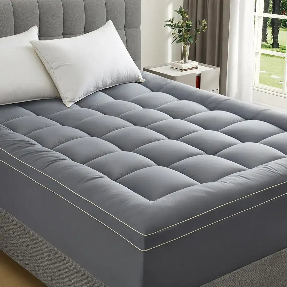 “Extra Thick Mattress Topper for Back Pain – Quilted Pillow-Top Mattress Cover with Deep Elastic Pocket”