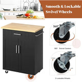 Rolling Kitchen Island on Wheels with Storage Cabinet & Drawer – 26″ Width Kitchen Cart with Handle & Towel Rack