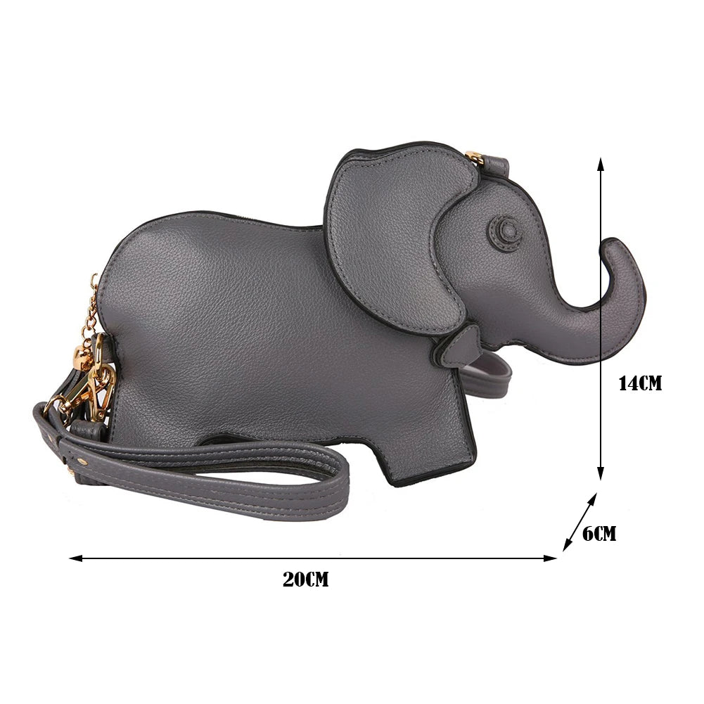 Women’s Retro Elephant Wristlet & Crossbody Bag – Solid Color Messenger Purse with Vintage Boho Style
