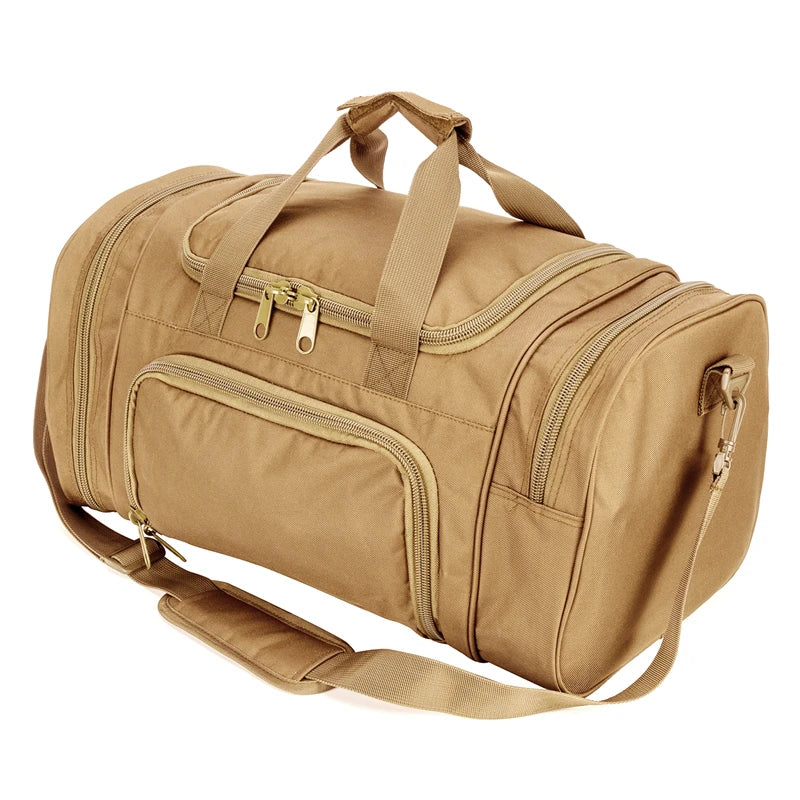 Military tactical travel duffle bag – outdoor sports luggage with shoe compartment, gym, hiking & weekend gear bag for men