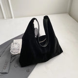Women’s Suede Shoulder Hobo Bag – Large-Capacity Slouchy Underarm Tote with Zipper for Daily Commuting & Travel