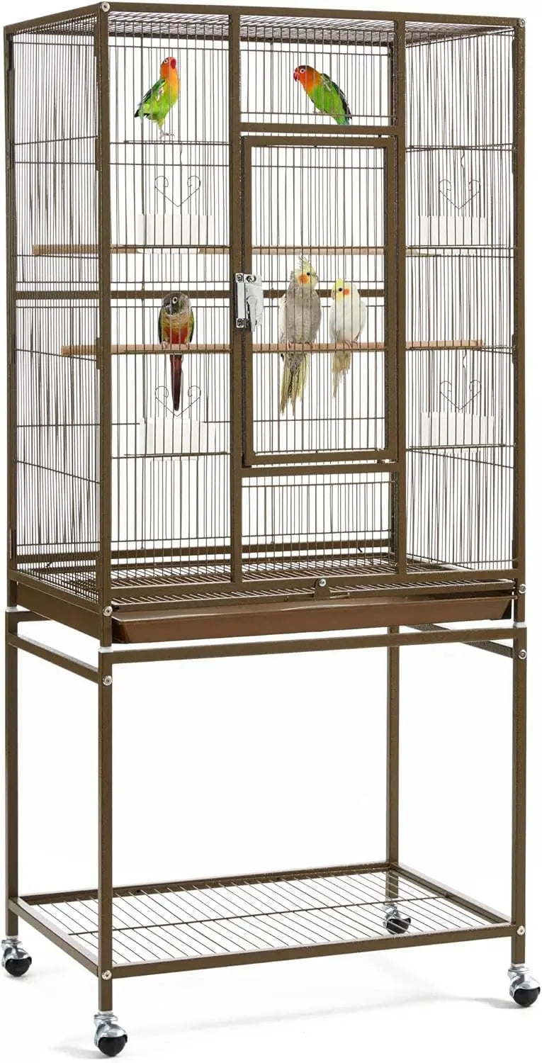 Metal Large Bird Cage with Stand – Spacious Parrot & Parakeet Habitat for Cockatiels, Lovebirds, Budgies, Finches & Canaries