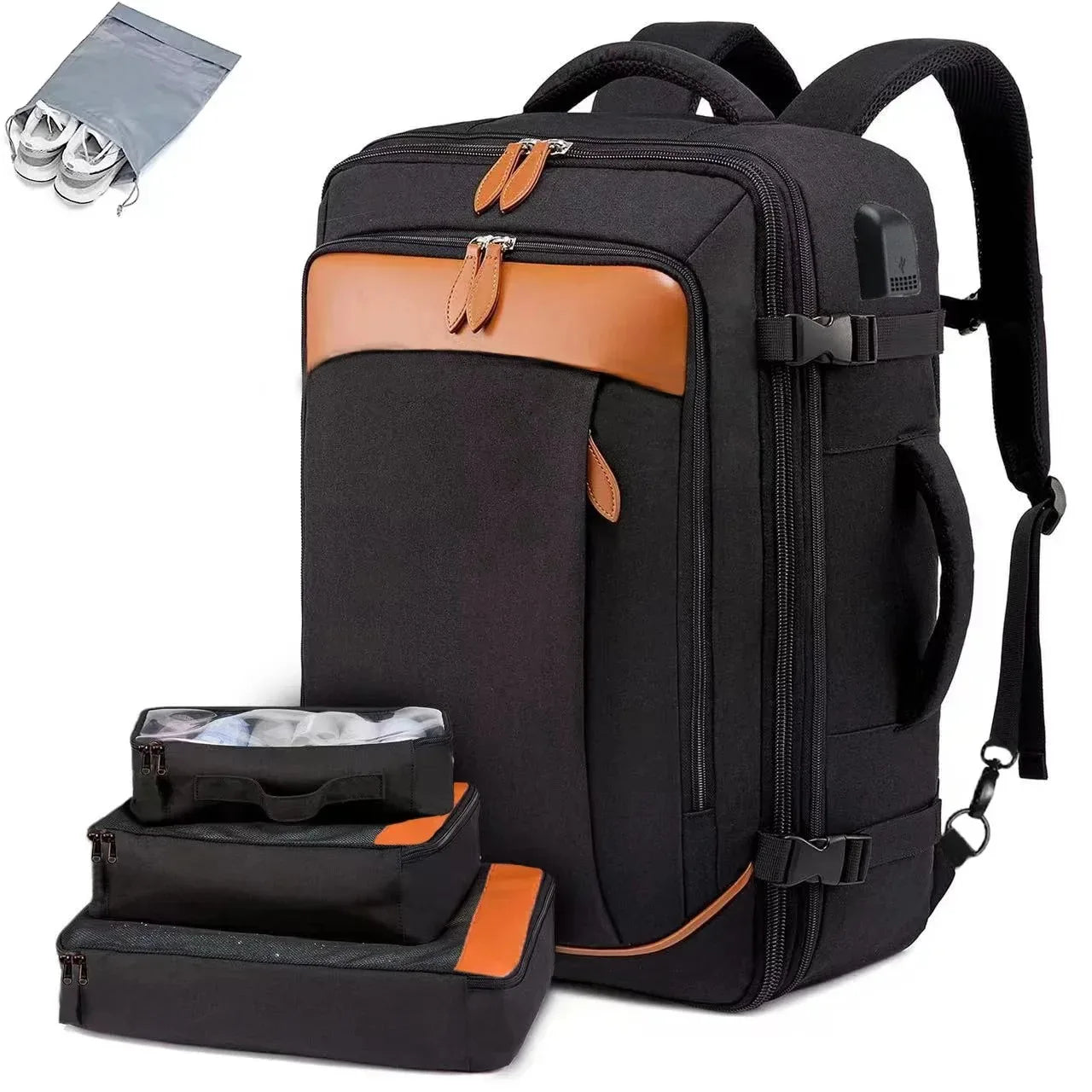 40L Expandable Travel Backpack — Waterproof Large-Capacity Luggage & Laptop Bag for Business + Adventure Trips