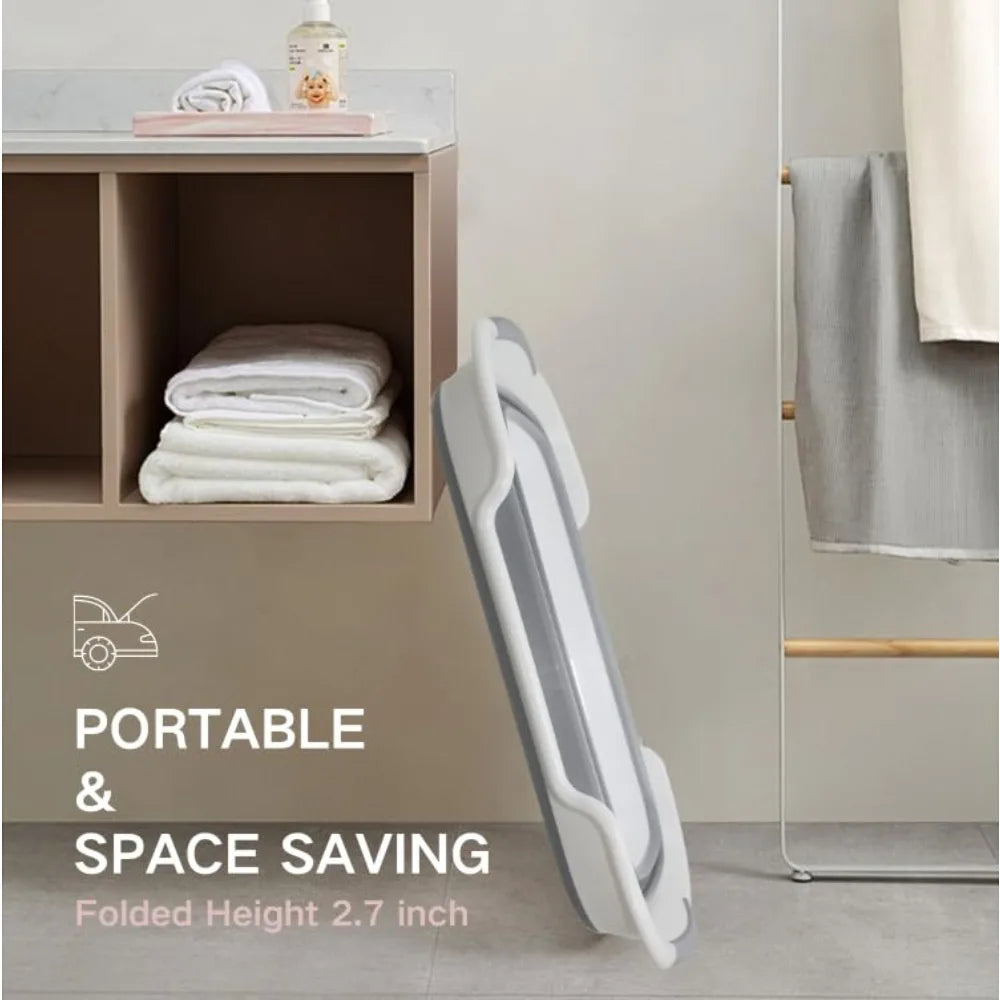Foldable Pet Bathtub with Drain Plug – Portable Space-Saving Bath Tub for Puppies, Small Dogs & Cats
