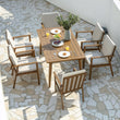 7-Piece Seehill Aluminum Patio Dining Set – Outdoor Table & 6 Chairs with Umbrella Hole, Teak Finish