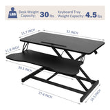 MLG 32-Inch Desk Converter – Height Adjustable Sit-to-Stand Riser with Wide Keyboard Tray for Dual Monitor & Laptop Setup