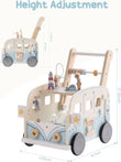 Robotime Robud Wooden Baby Walker – Multifunctional Push-Along Activity Toy with Wheels, Early Learning Gift for Boys & Girls