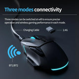 AJAZZ AJ039 RGB Gaming Mouse – Tri-Mode 2.4G/Wired/Bluetooth Ergonomic Mouse with 7,200 DPI & RGB Lighting