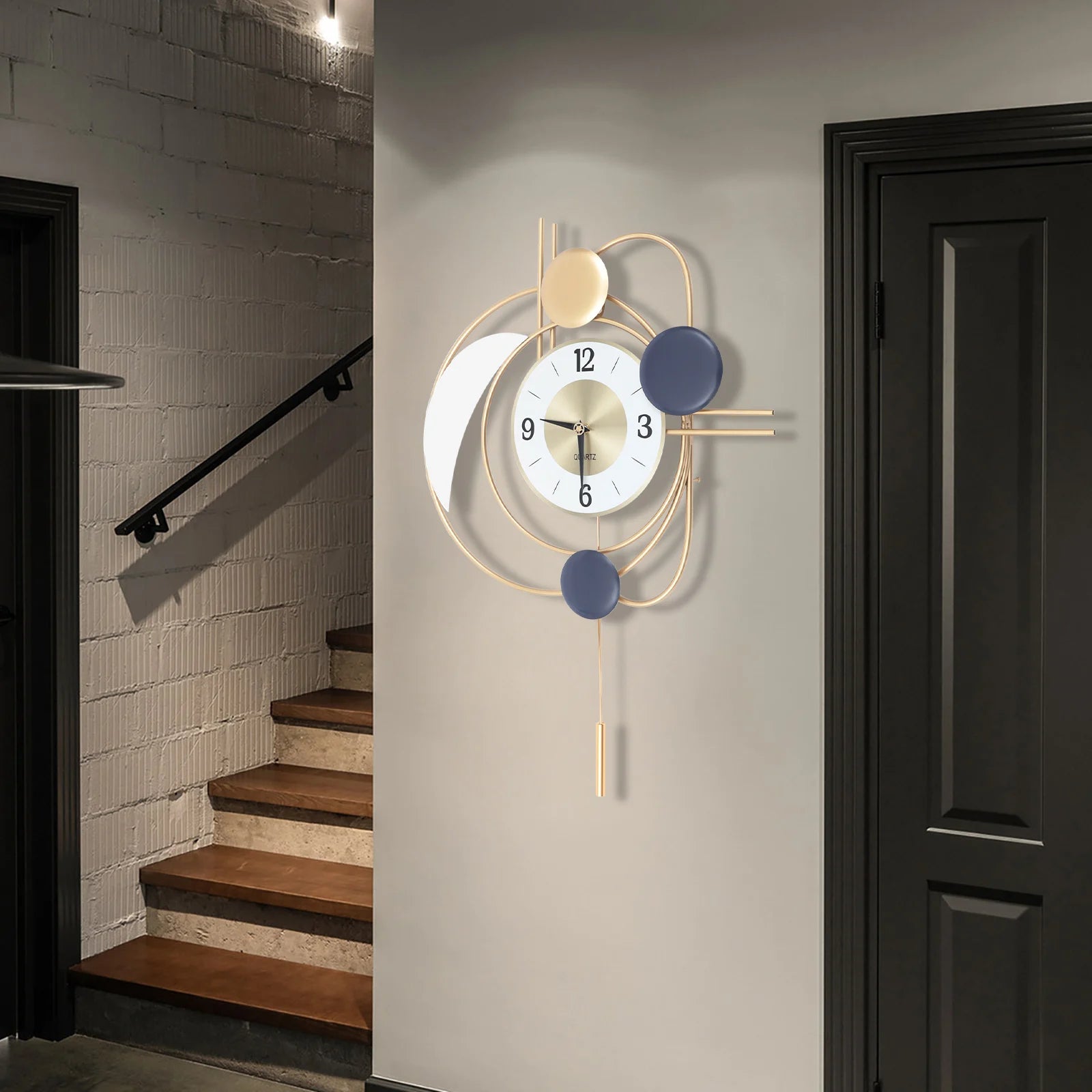 21cm Modern Golden Wall Clock – Silent Quartz Iron Clock with Large Dial | Fashionable Wall Decoration for Home & Office