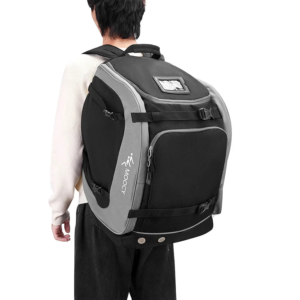 65L outdoor waterproof Oxford backpack – large sport bag with helmet & boots pocket for camping, skiing & travel gear