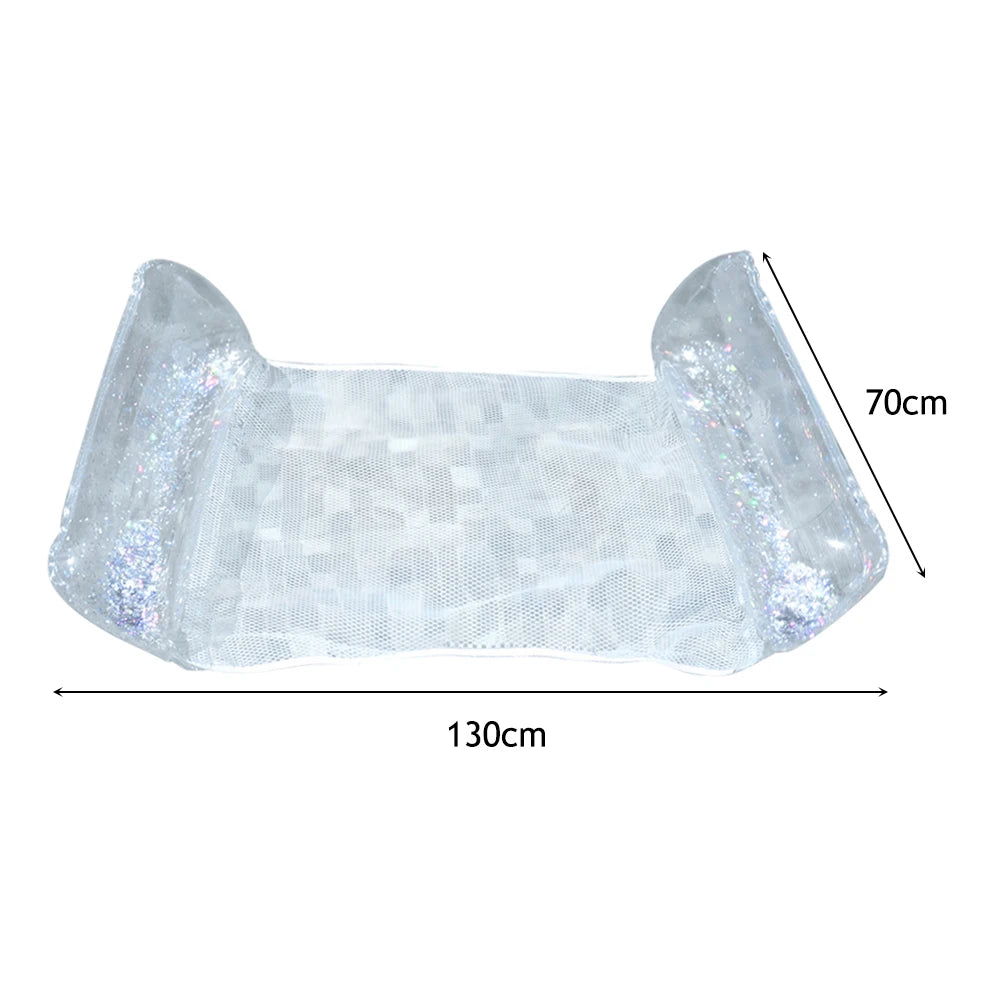 PVC Water Hammock Lounger – Foldable Inflatable Floating Swimming Mattress with Sequins for Adults & Pool Parties