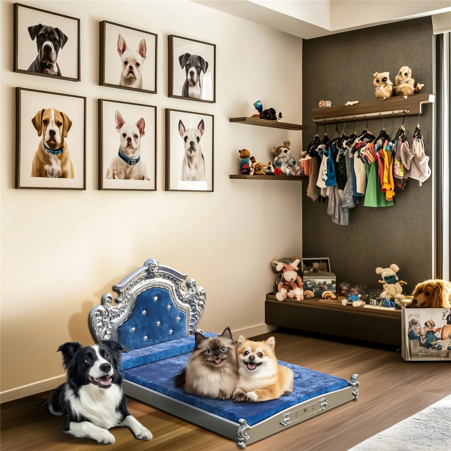 BingoPaw Luxury Pet Bed – Dutch Velvet Sofa with Headboard for Medium & Large Dogs
