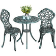 “3-Piece Cast Aluminum Patio Bistro Set – Green Outdoor Garden Table & 2 Chairs for Balcony & Yard”