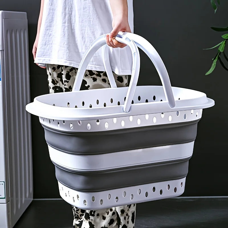 130 L Extra-Large Foldable Laundry Basket – Pop-Up Storage Container with Handle (21.65″ / 55 cm Diameter)