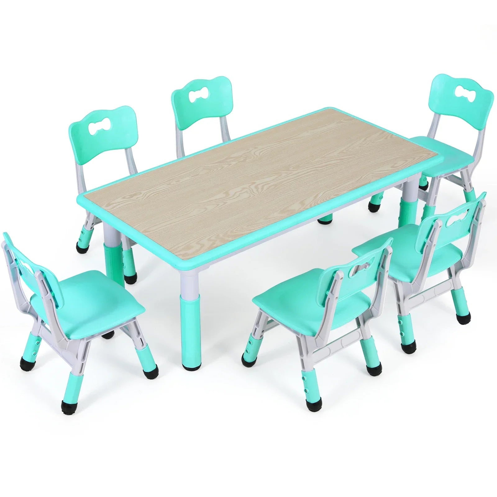 Kids Table & 6-Chair Set – Height Adjustable Multi-Activity Study & Craft Table for Children (Ages 2-10) 🖍️