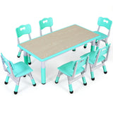Kids Table & 6-Chair Set – Height Adjustable Multi-Activity Study & Craft Table for Children (Ages 2-10) 🖍️