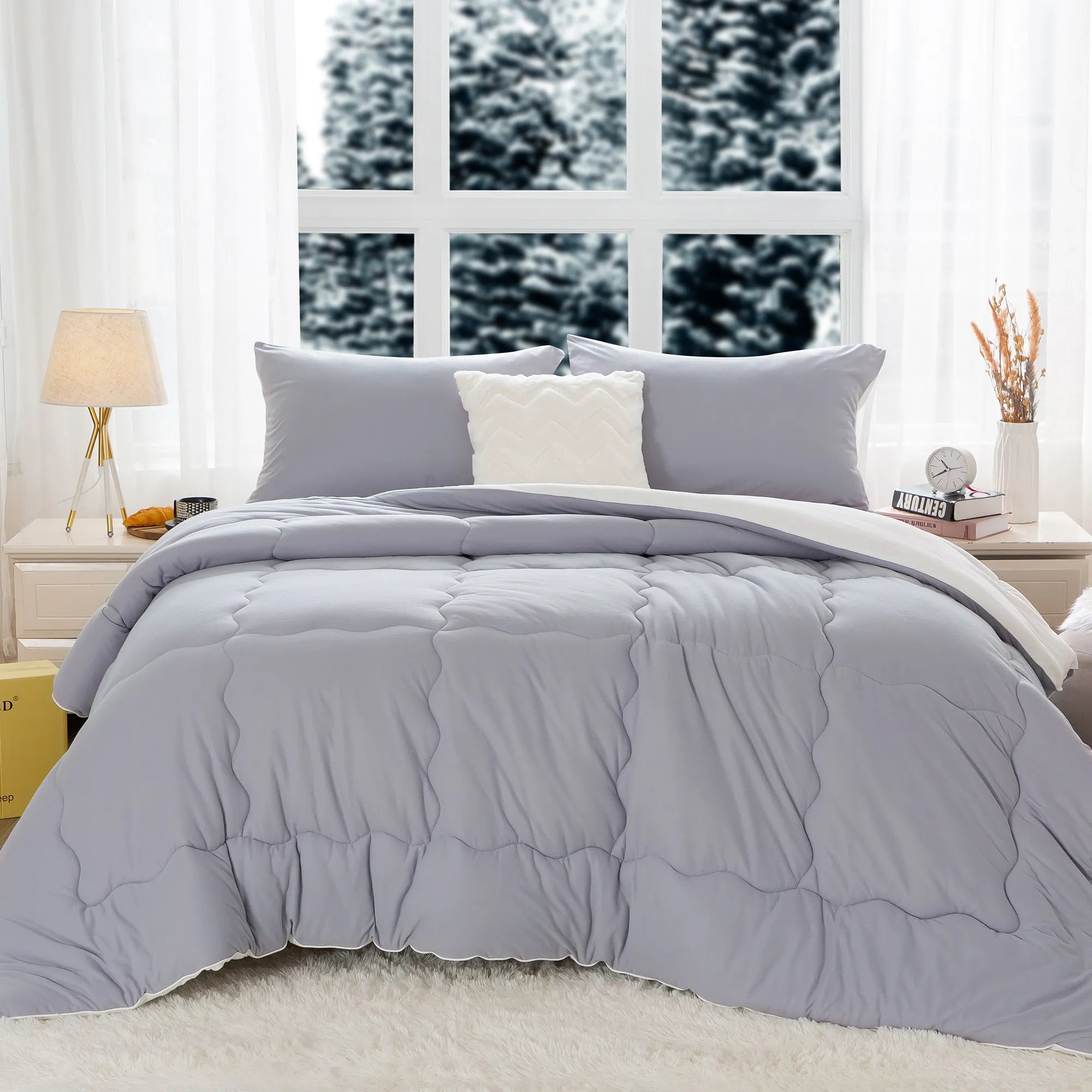 Reversible Ultra-Soft Warm Comforter Set – King Size, Down-Alternative, Cozy All-Season Bedding