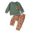 Toddler Boys Outfit Set – Long Sleeve Sweatshirt & Wild Duck Print Pants (2PCS)