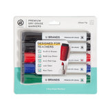 Dry Erase Markers Set of 5 with Built-In Erasers, Low-Odor Chisel Tip for Office & School