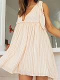 Women’s Maternity Striped Mini Dress – Casual Sleeveless Pregnancy Outfit with V-Neck, Tie Shoulders & Loose Summer Fit