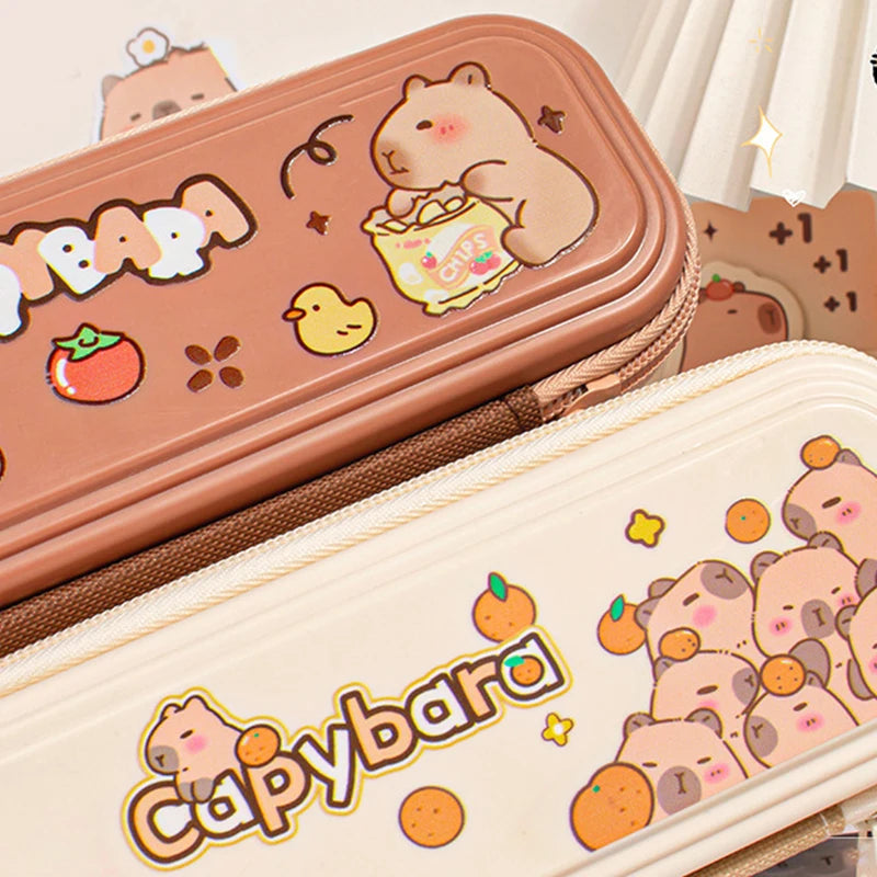 Capybara Large‑Capacity Pencil Case – Dirt-Resistant, Portable Cartoon Pencil Bag for School & Office