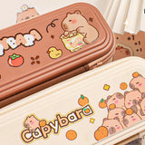 Capybara Large‑Capacity Pencil Case – Dirt-Resistant, Portable Cartoon Pencil Bag for School & Office