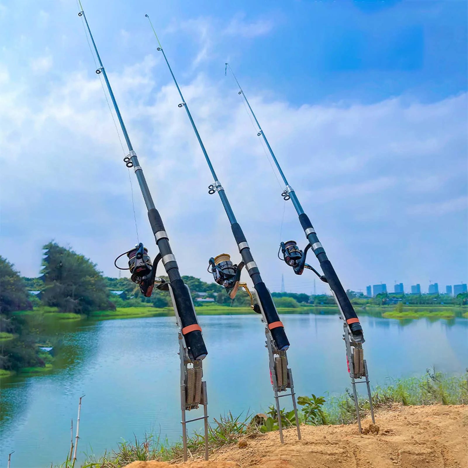 Stainless Steel Automatic Fishing Rod Holder – Spring Loaded Stand Bracket for All Rods 35×17cm 🎣✨