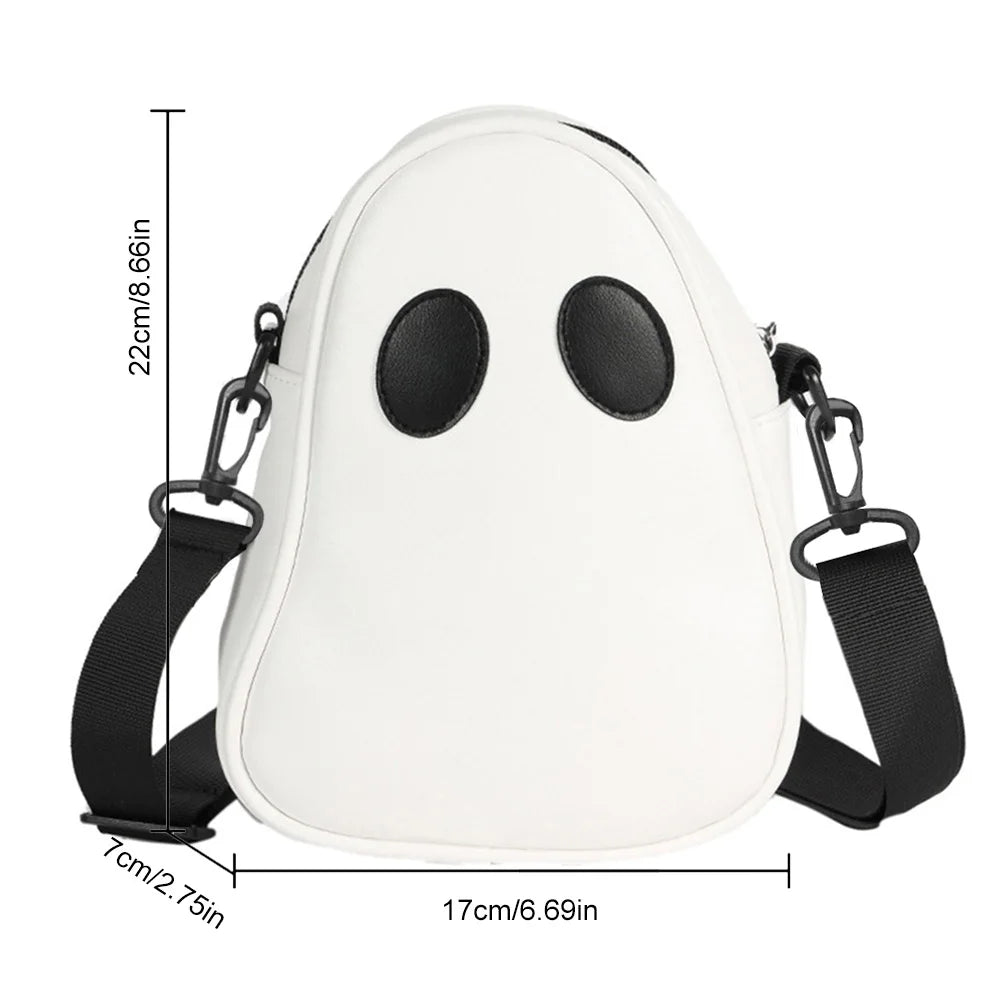 Ghost Funny Leather Shoulder Bag 👻 – Cute Devil Design Unisex Crossbody & Handbag for Travel & Daily Use